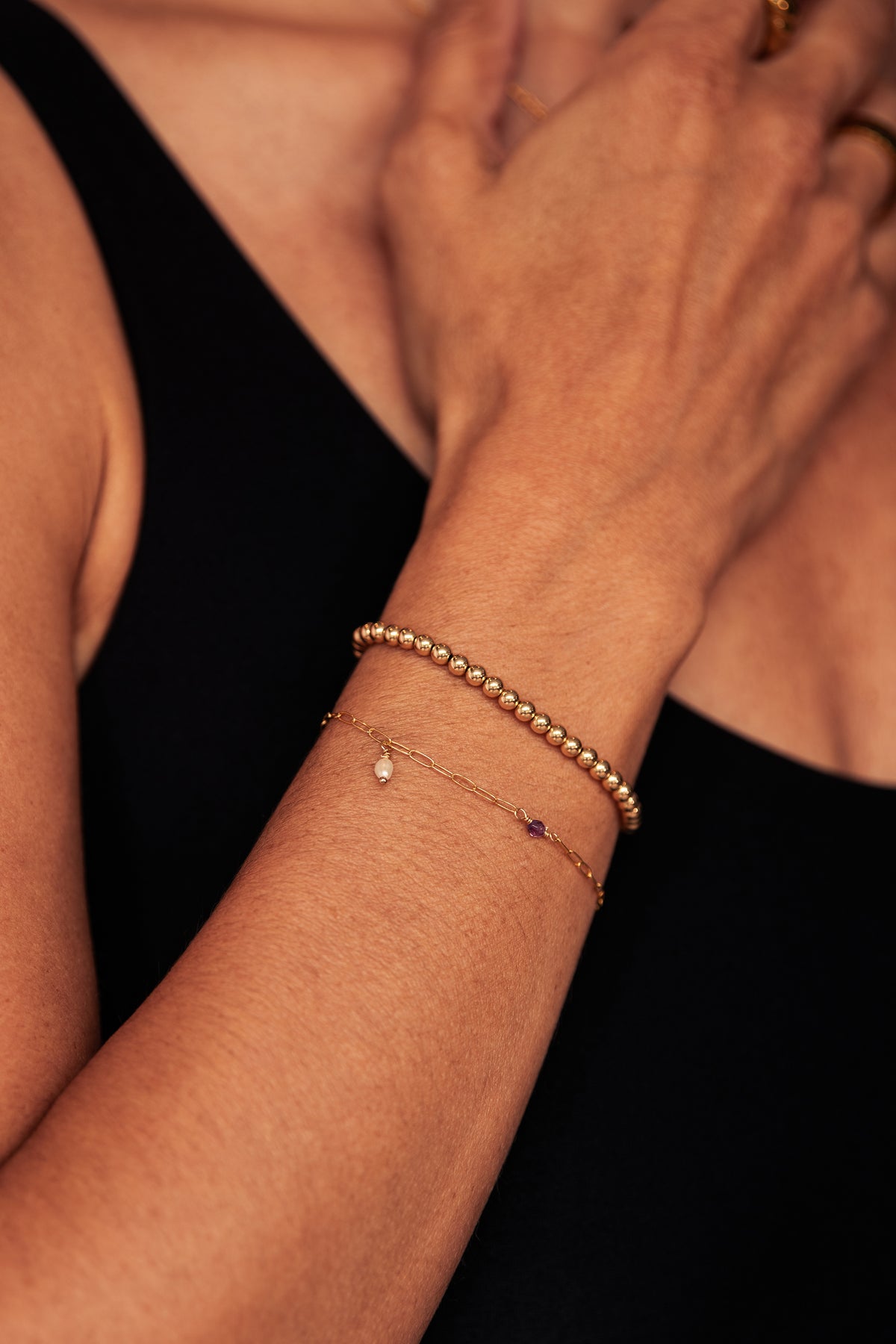 14K Gold-filled Dainty Gemstone Bracelet