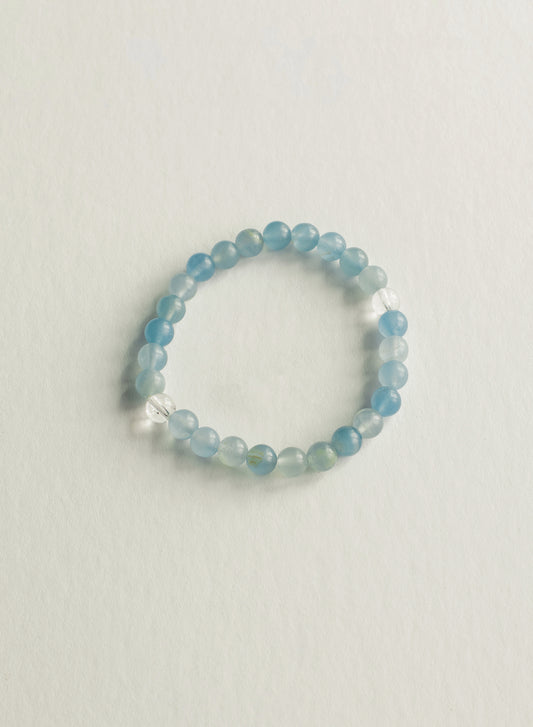 Blue Lemurian Aquatine & Clear Quartz Gemstone Bracelet