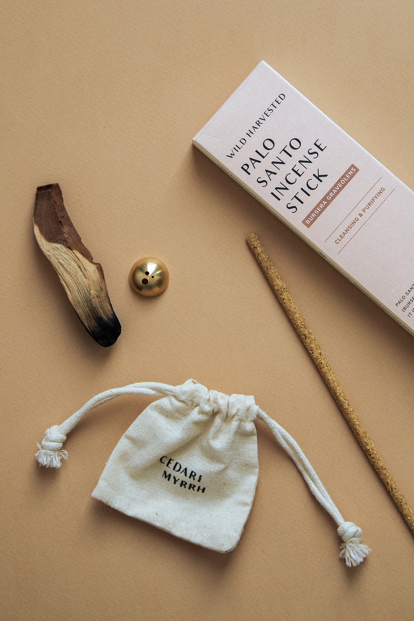 Cedar & Myrrh Hemisphere Brass Incense Holder