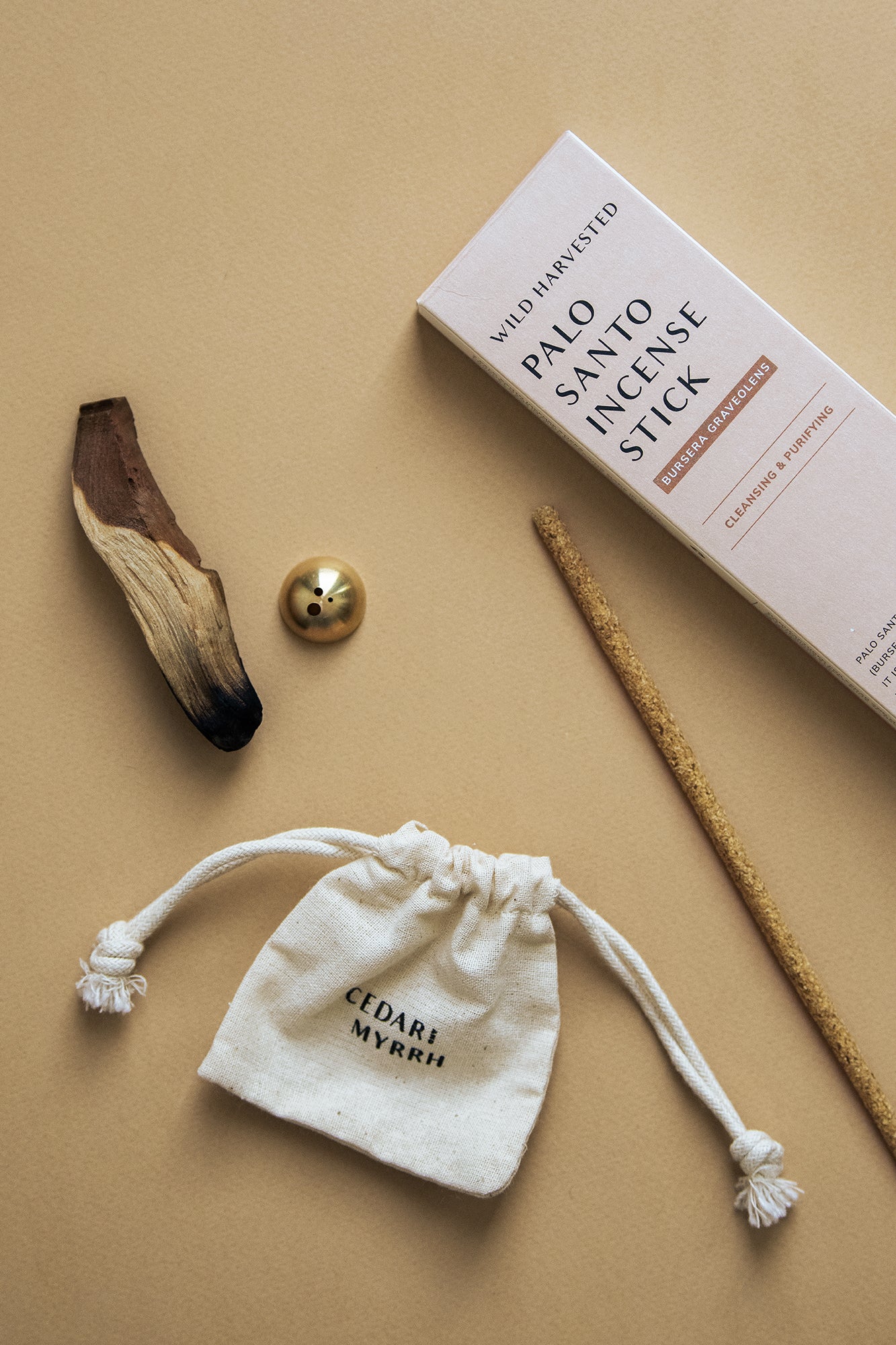 Cedar & Myrrh Hemisphere Brass Incense Holder