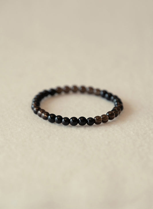 Protection Black Onyx & Smoky Quartz Gemstone Bracelet-SQ5554857