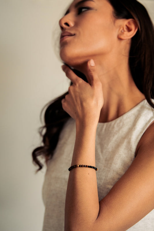 Strength Faceted Dainty Tiger's Eye Gemstone Bracelet-SQ0747667