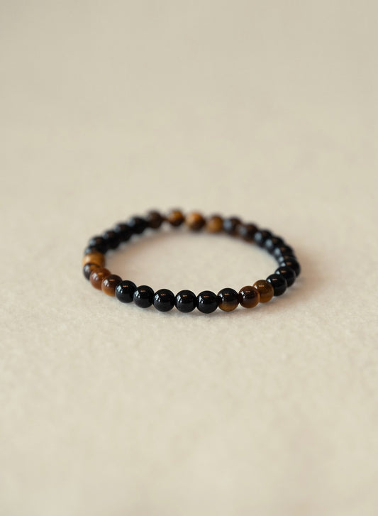 Strength Tiger's Eye & Black Onyx Gemstone Bracelet-SQ0626557
