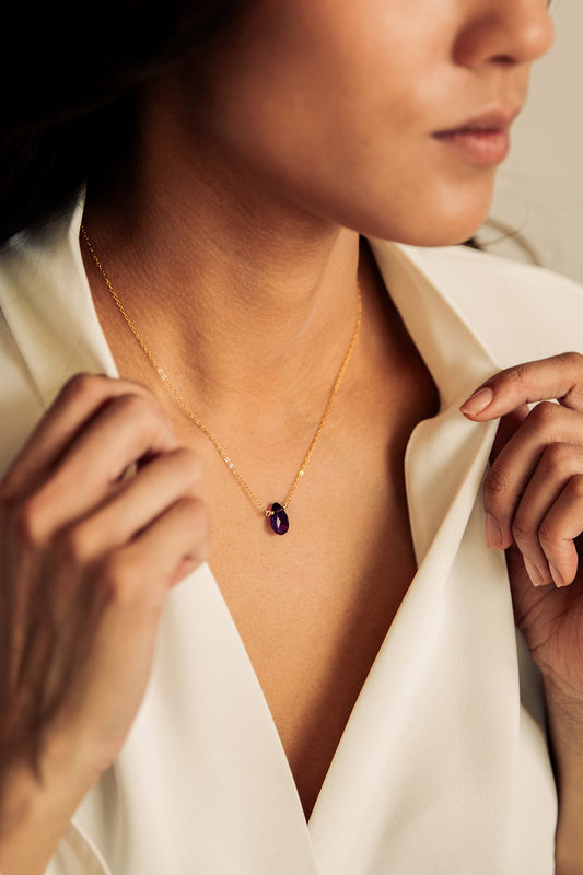 Amethyst 14K Gold-Filled Necklace-SQ2105166