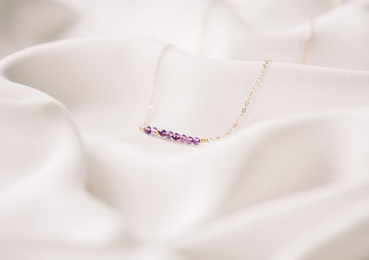 Amethyst 14K Gold-Filled Bar Necklace-SQ4867320
