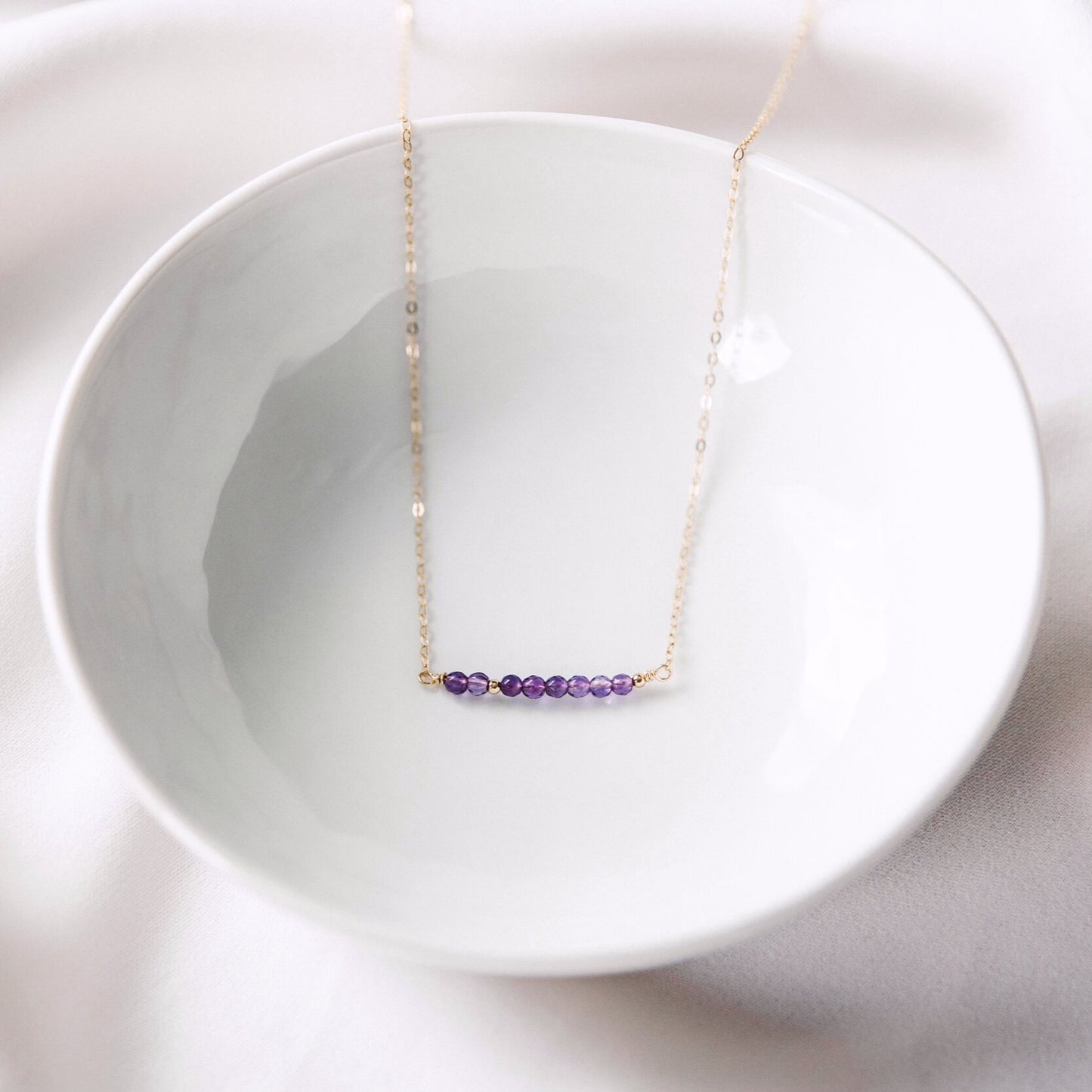 Amethyst 14K Gold-Filled Bar Necklace-SQ4867320