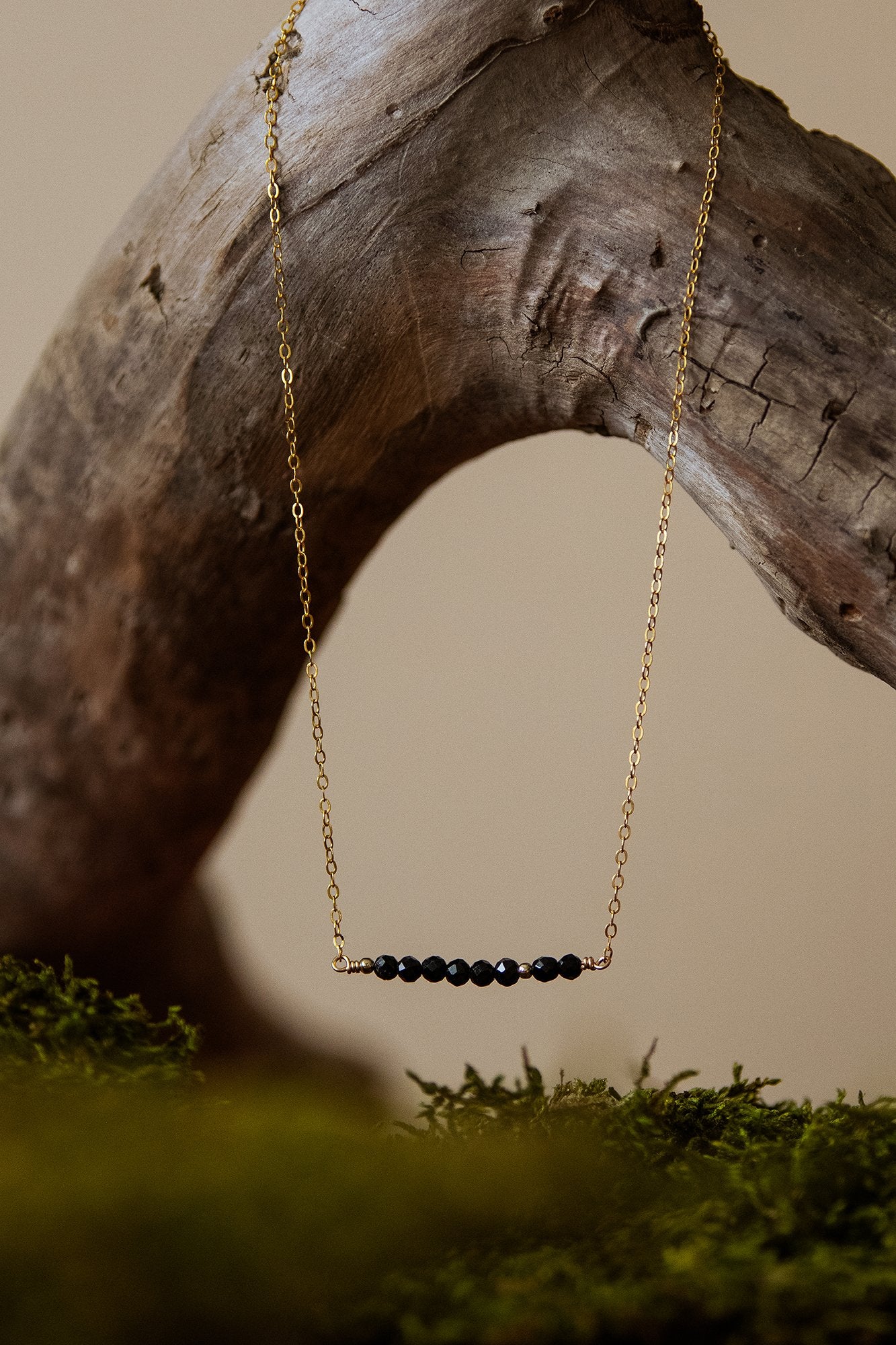 Black Onyx 14K Gold-Filled Bar Necklace-SQ7671710