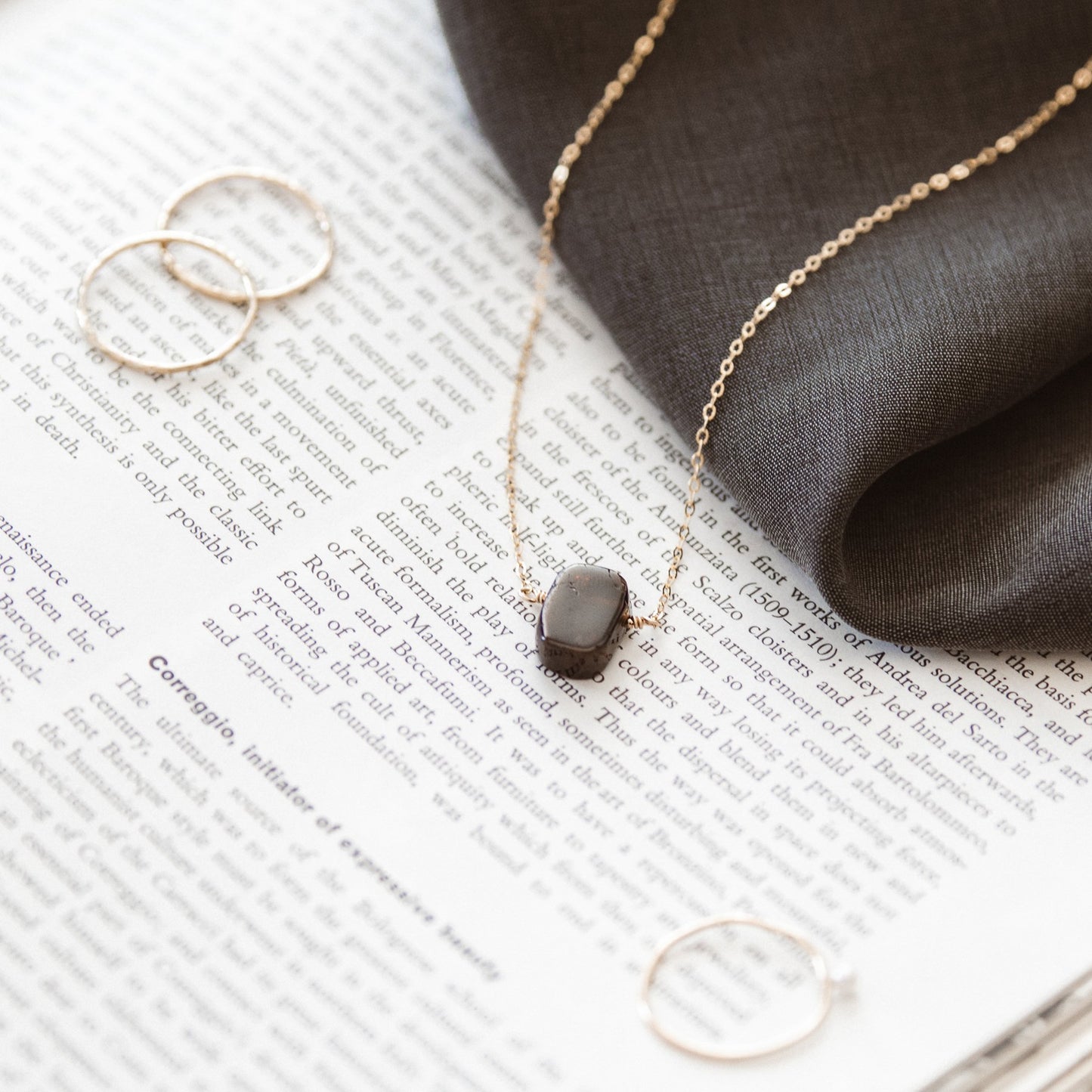 Garnet 14K Gold-Filled Necklace-SQ4041408