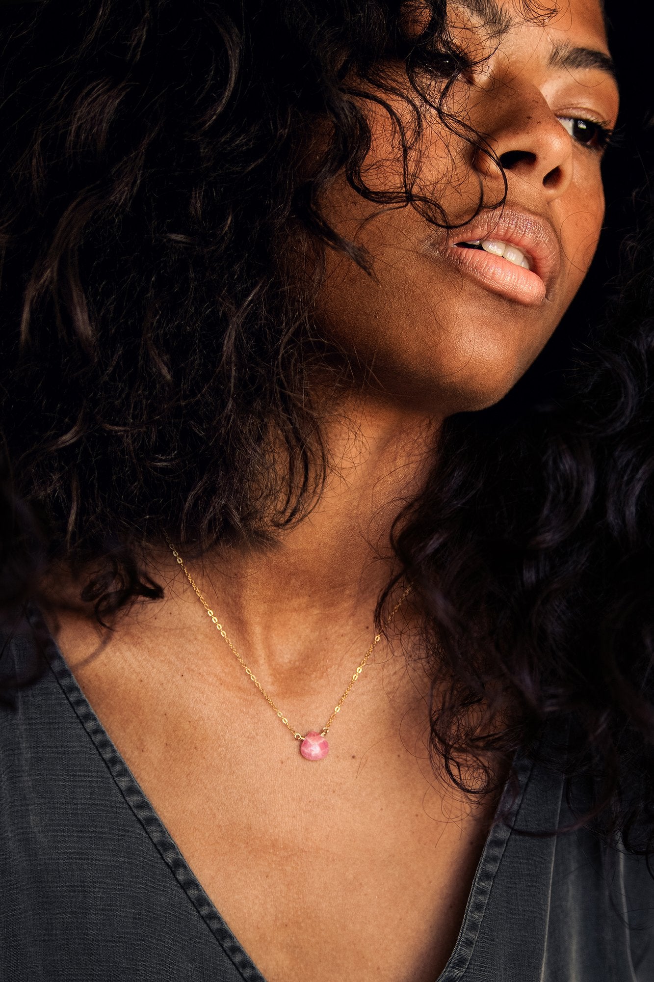 Rhodochrosite 14K Gold-Filled Necklace-SQ1024420