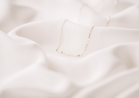 Rose Quartz 14K Gold-Filled Bar Necklace-SQ1863173