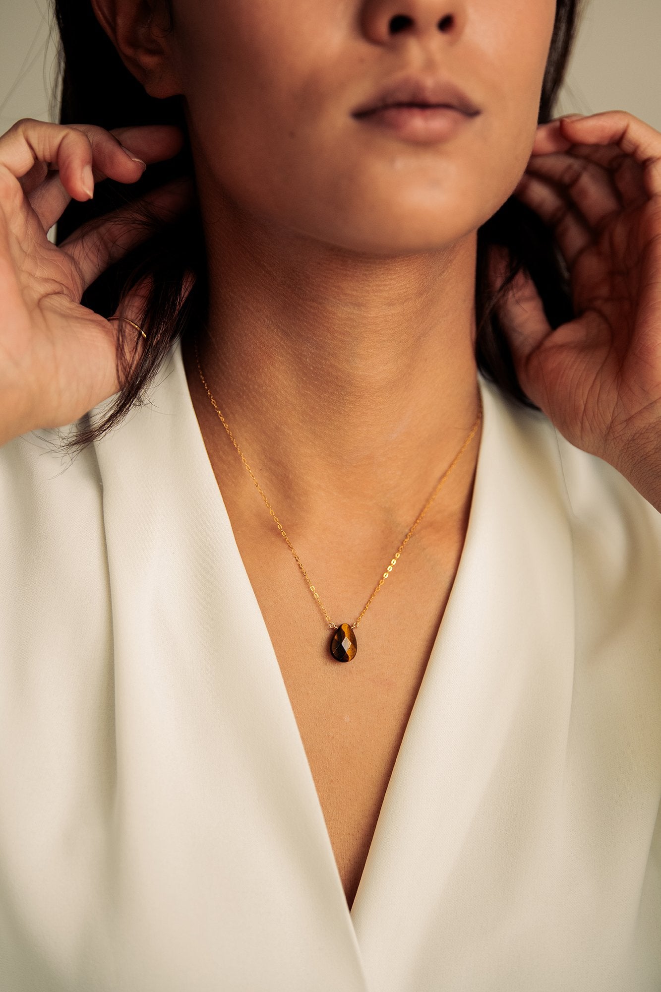Tiger's Eye 14K Gold-Filled Necklace-SQ7813108
