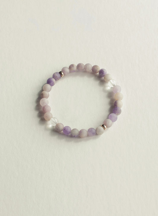 Lilac Jade & Clear Quartz Gemstone Bracelet