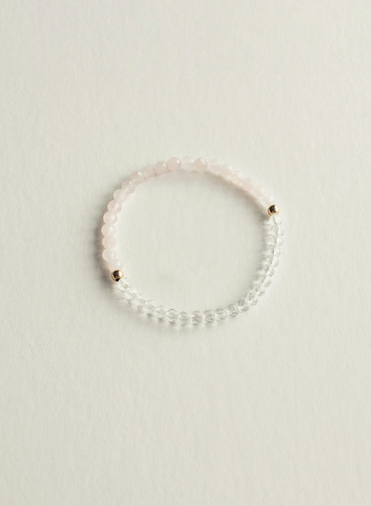 Love & Light Faceted Dainty Rose & Clear Quartz Gemstone Bracelet