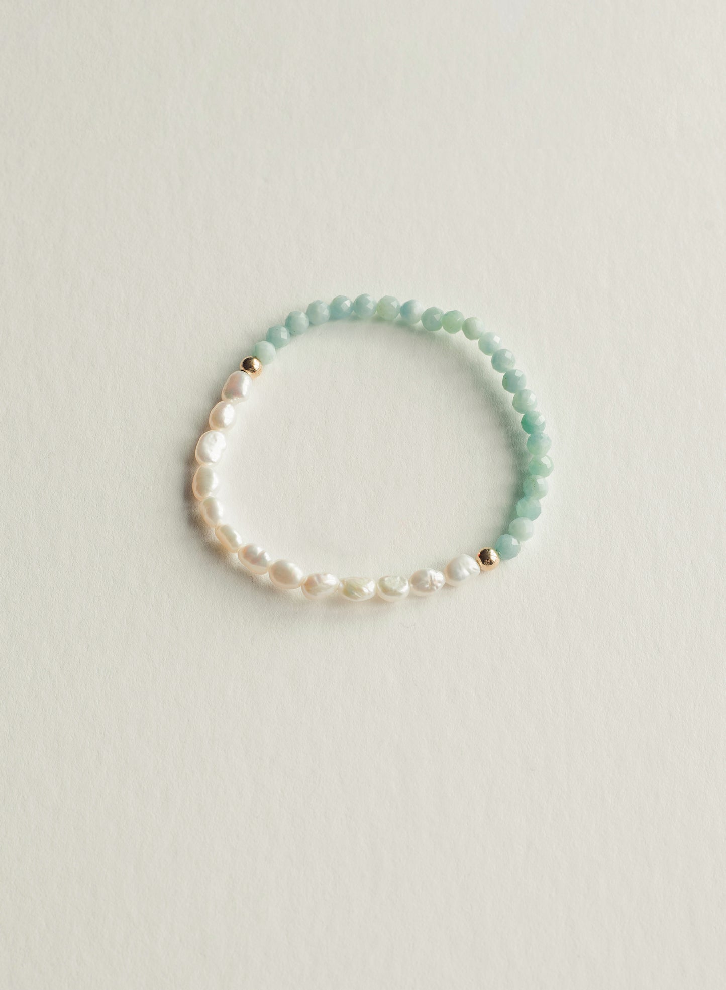 Pearl & Amazonite Faceted Dainty Gemstone Bracelet