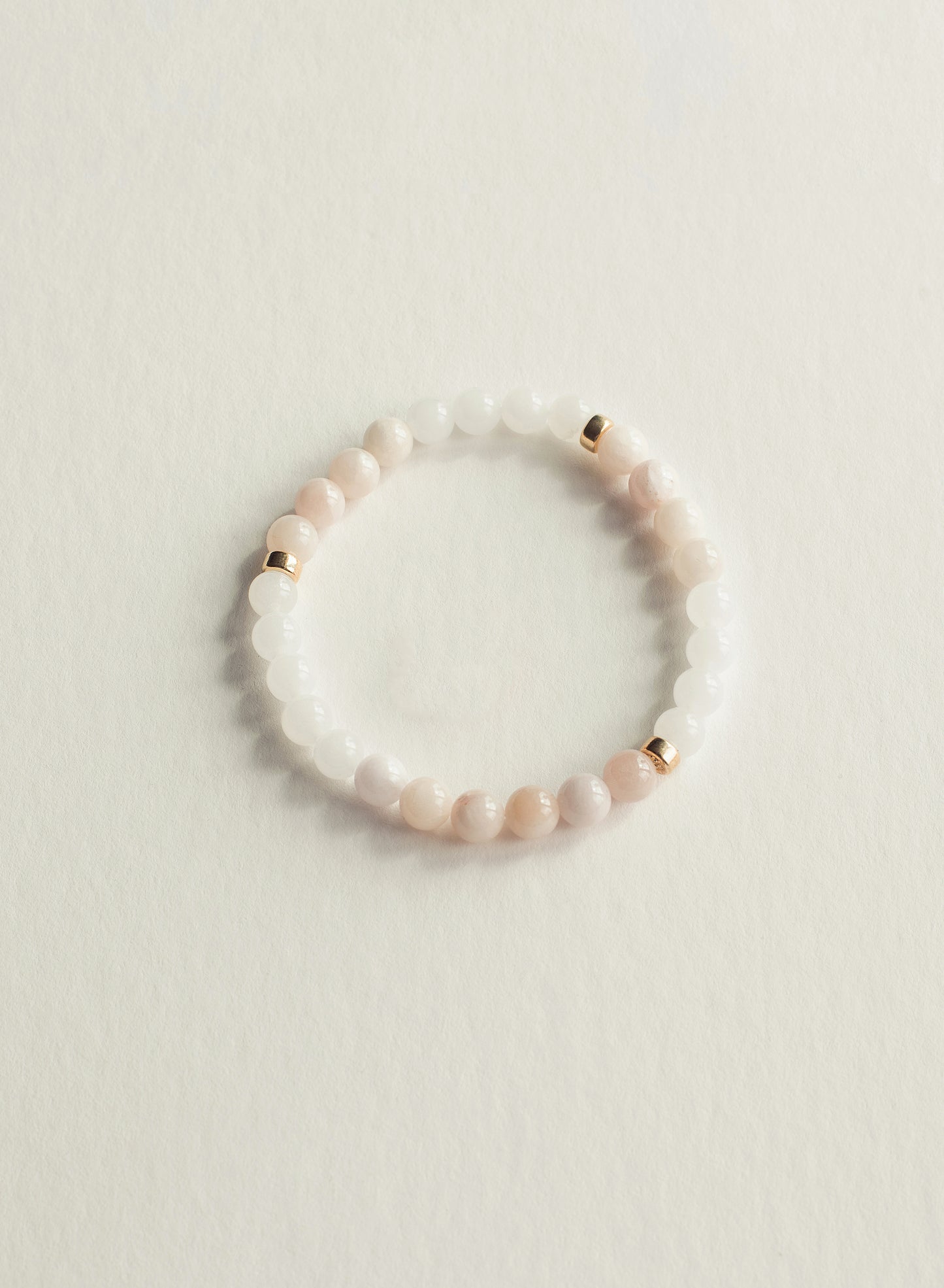 Pink Morganite & White Jade Gemstone Bracelet