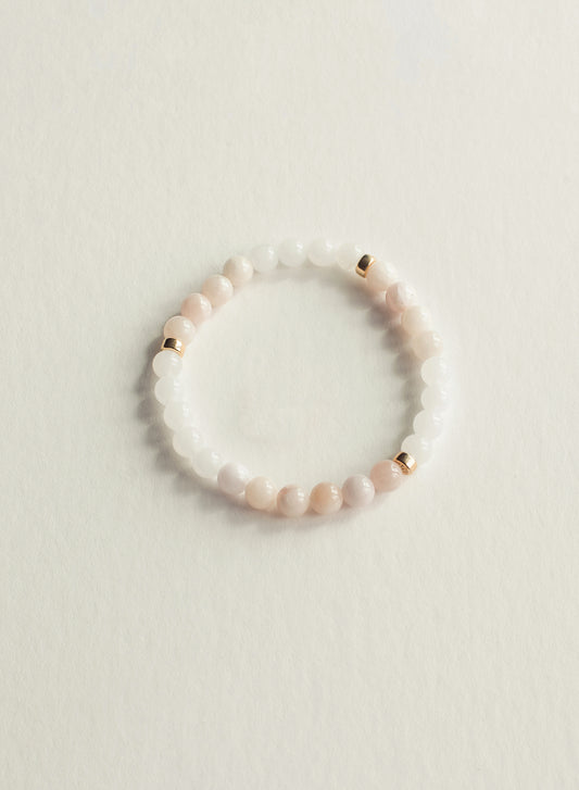 Pink Morganite & White Jade Gemstone Bracelet