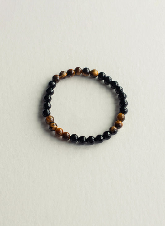Strength Tiger's Eye & Black Onyx Gemstone Bracelet