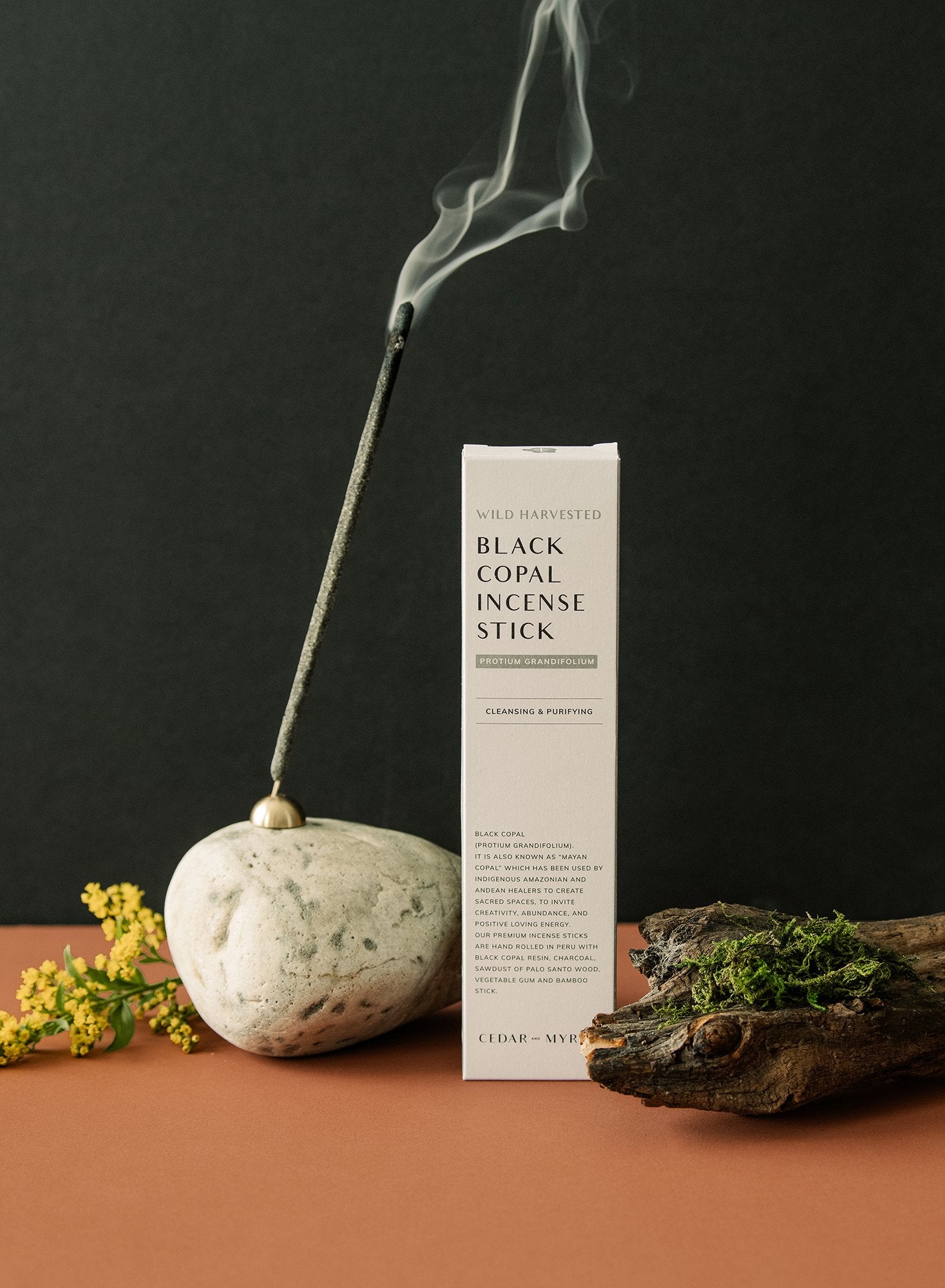 Cedar & Myrrh Black Copal Hand Rolled Incense Stick