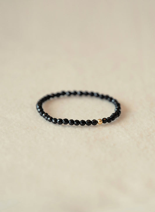 Let Go Faceted Dainty Black Onyx Gemstone Bracelet-SQ6204416