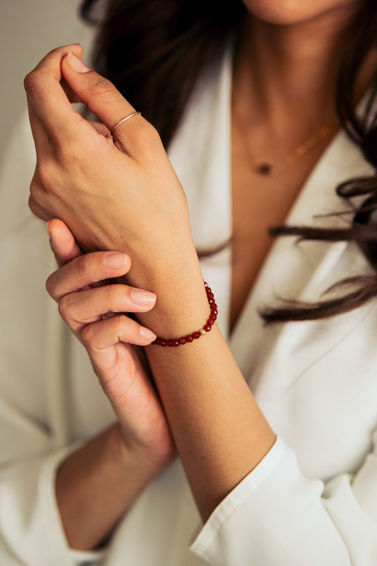 Creativity Faceted Dainty Carnelian Gemstone Bracelet-SQ6786376