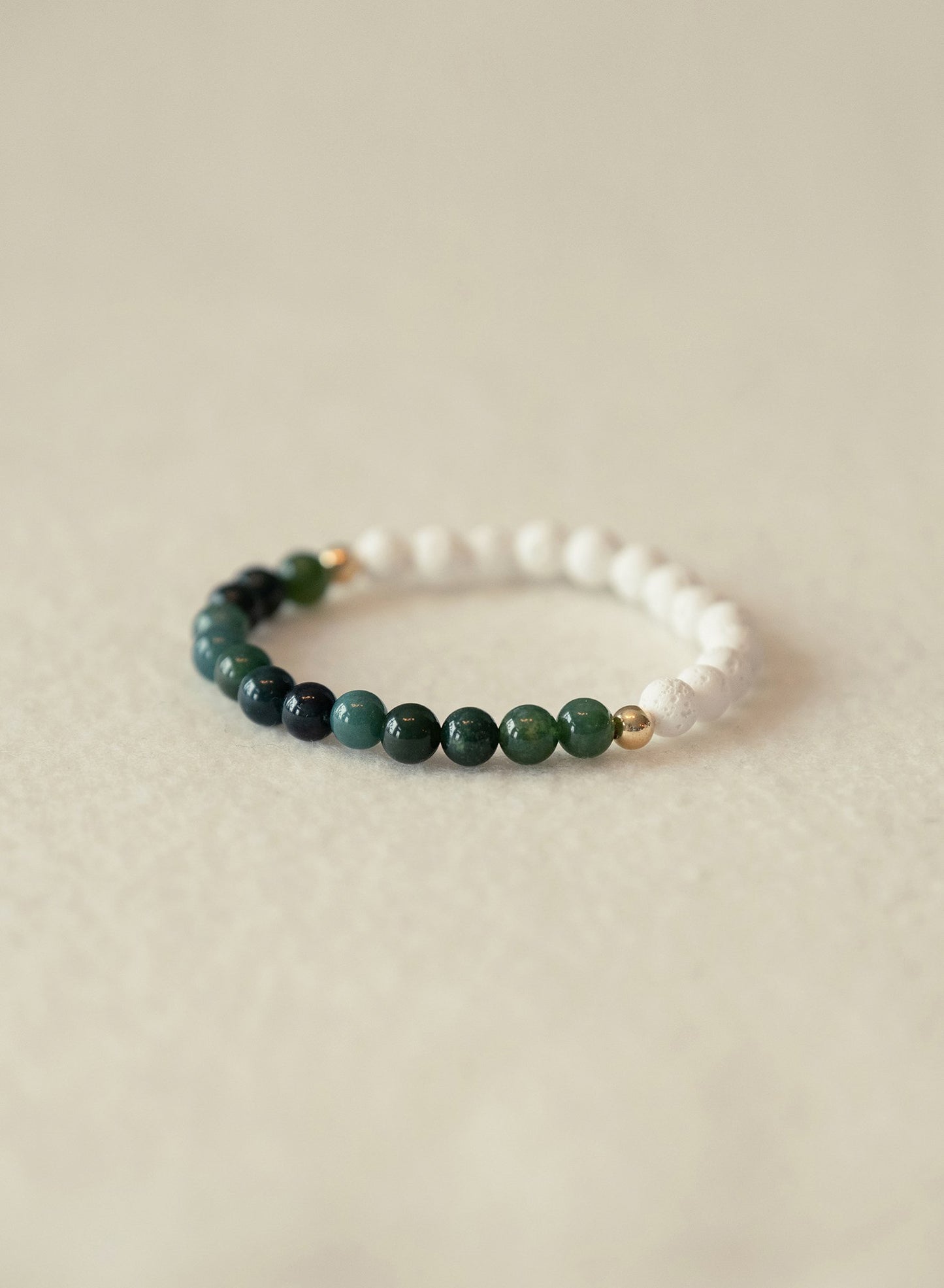 Feminine Resilience Moss Agate & White Lava Gemstone Bracelet-SQ3223803