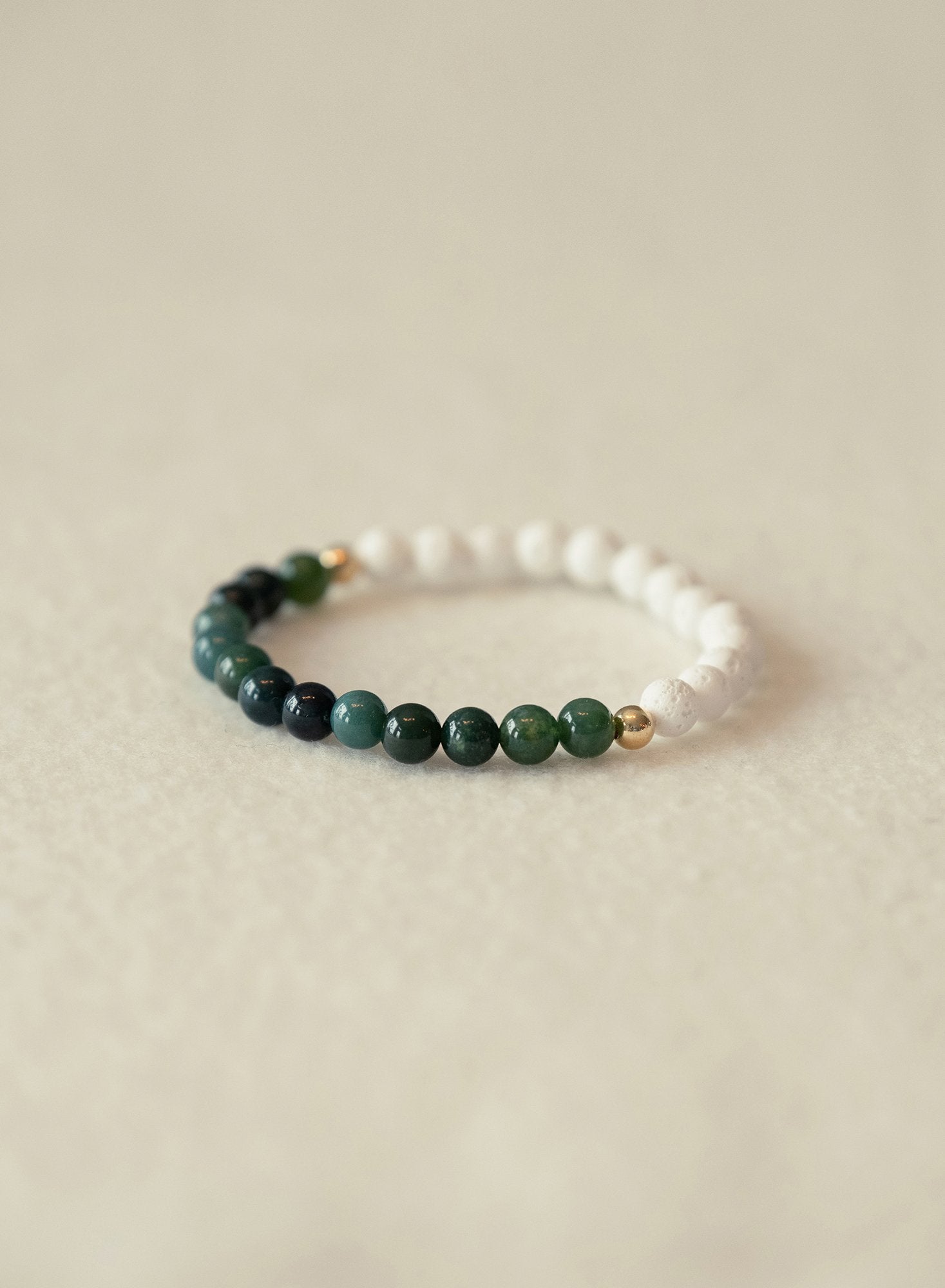 Feminine Resilience Moss Agate & White Lava Gemstone Bracelet-SQ3223803