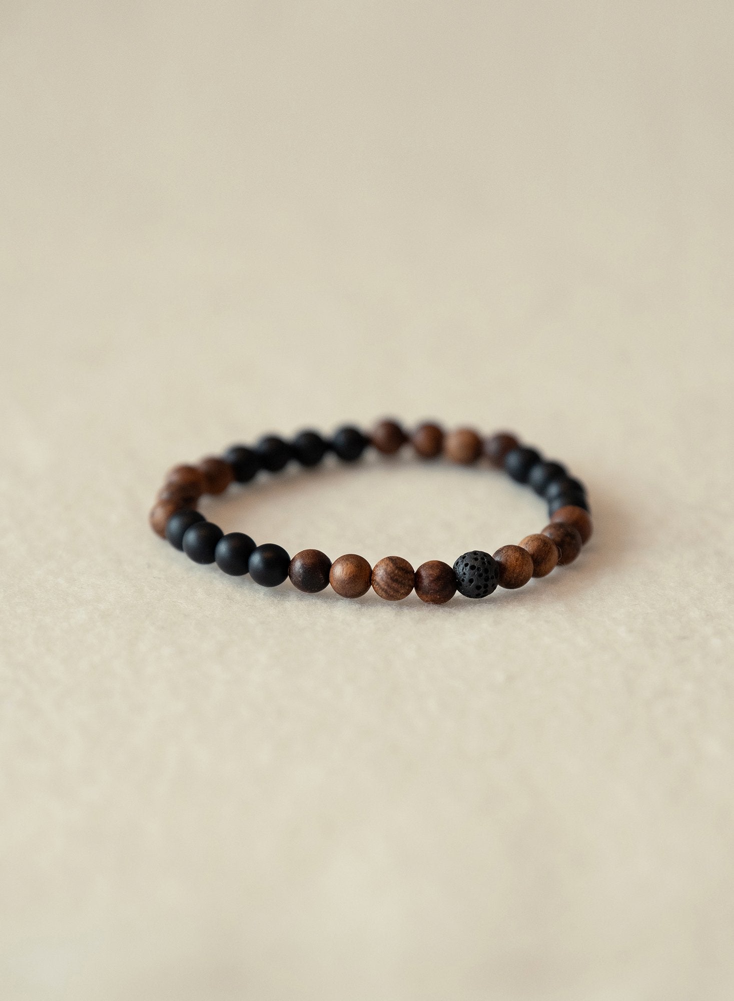 Grounded Black Onyx & Sandalwood Gemstone Bracelet-SQ5331552