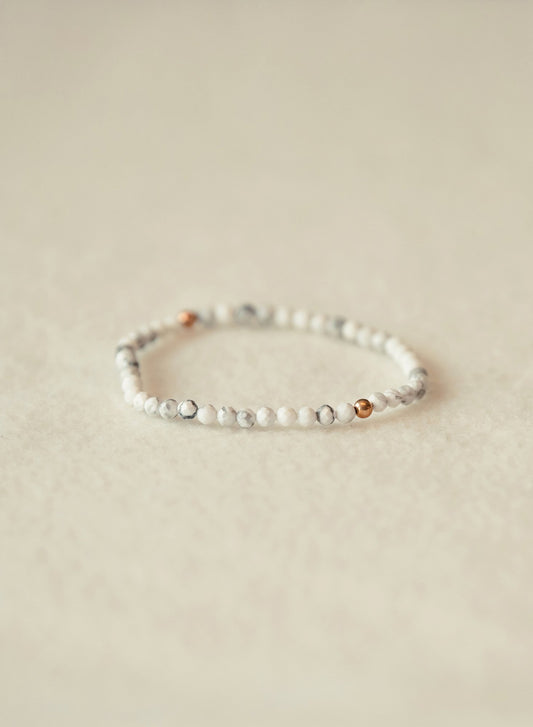 Breathe Faceted Dainty Howlite Gemstone Bracelet-SQ0161253