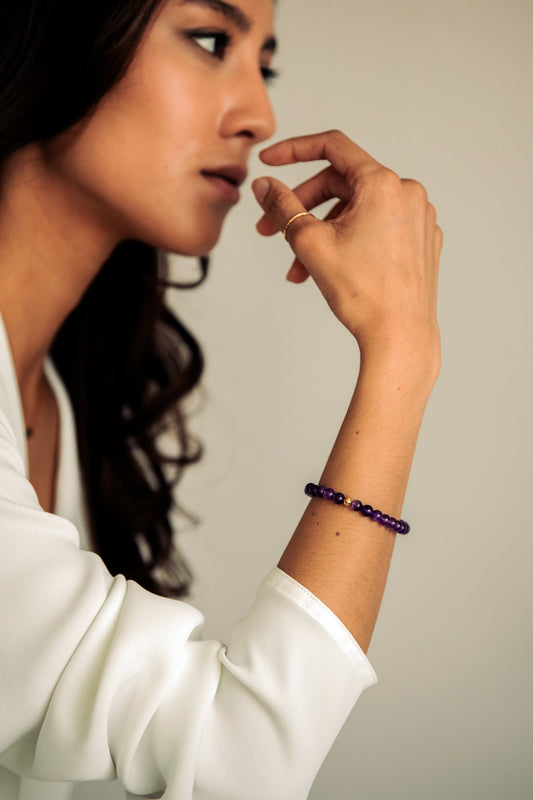 Peace Amethyst Gemstone Bracelet-SQ1386388