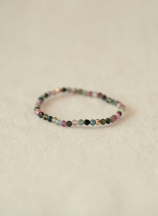 Universe Faceted Dainty Rainbow Tourmaline Gemstone Bracelet-SQ6647388