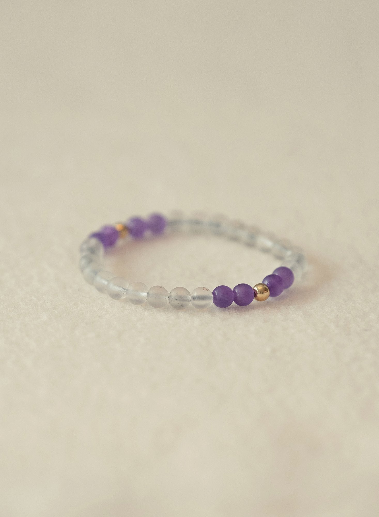 Healing Amethyst & Clear Quartz Gemstone Bracelet-SQ0086227