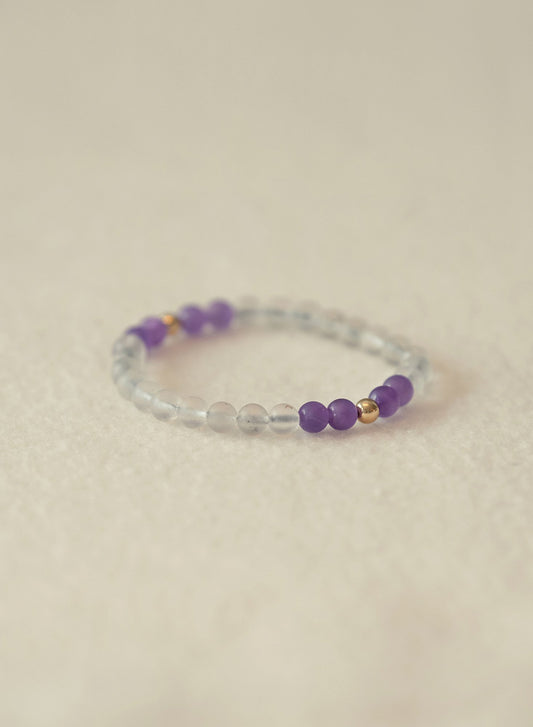 Healing Amethyst & Clear Quartz Gemstone Bracelet-SQ0086227