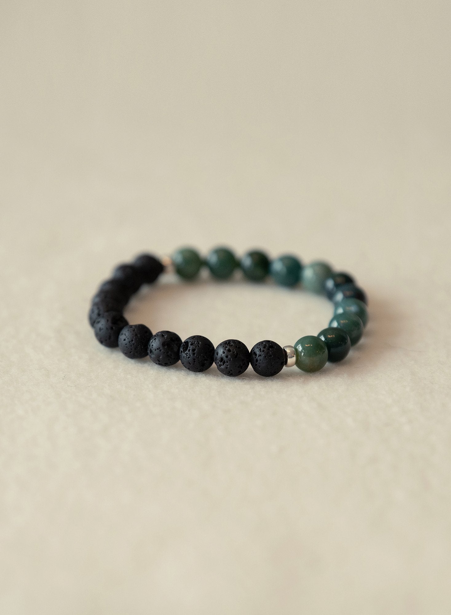 Masculine Resilience Pure Moss Agate & Lava Bracelet-SQ6259875