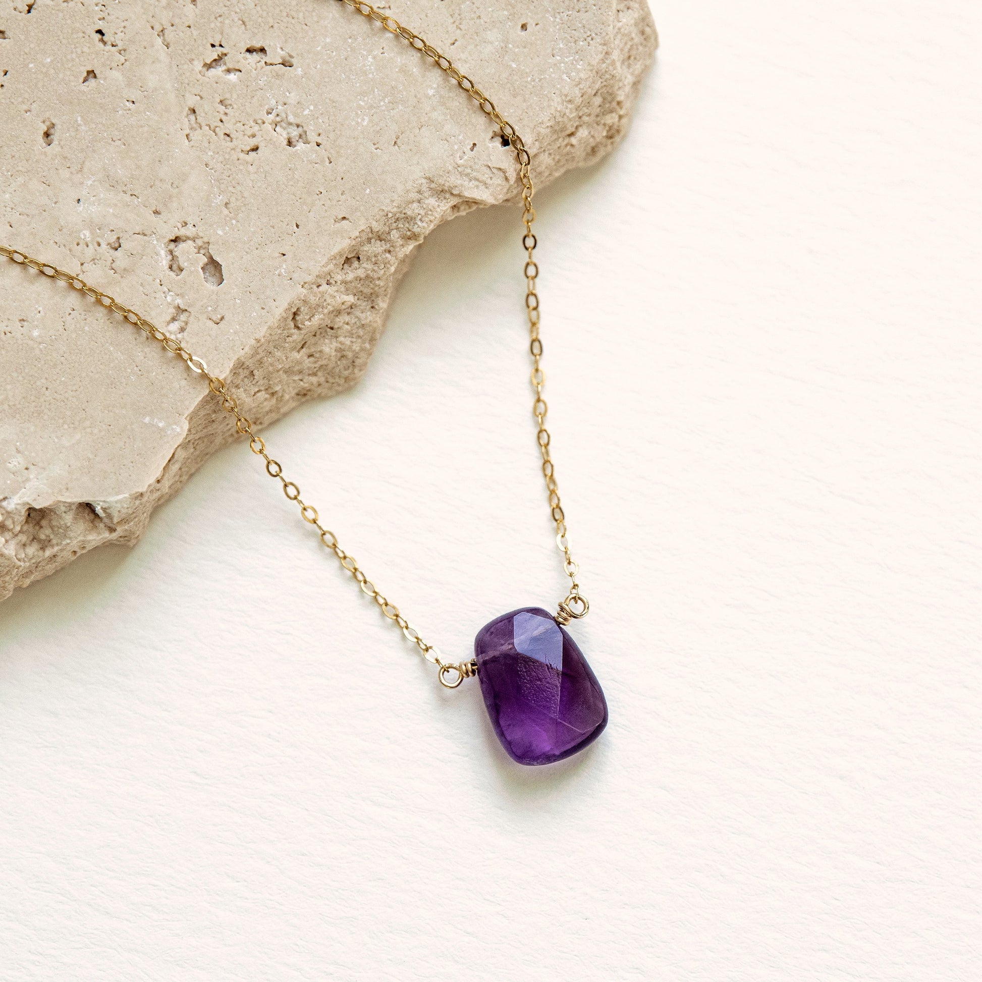 Amethyst 14K Gold-Filled Necklace-SQ2105166