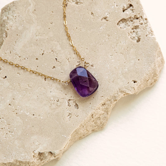 Amethyst 14K Gold-Filled Necklace-SQ2105166