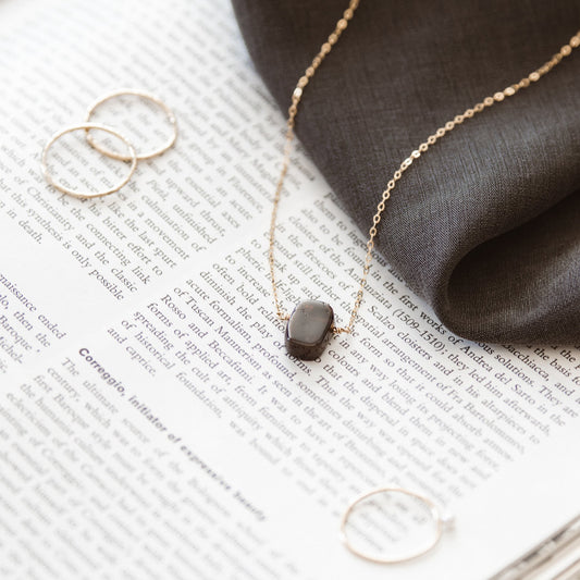 Garnet 14K Gold-Filled Necklace-SQ4041408