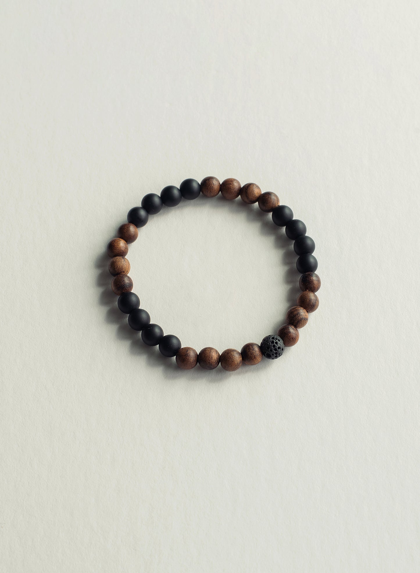Grounded Black Onyx & Sandalwood Gemstone Bracelet
