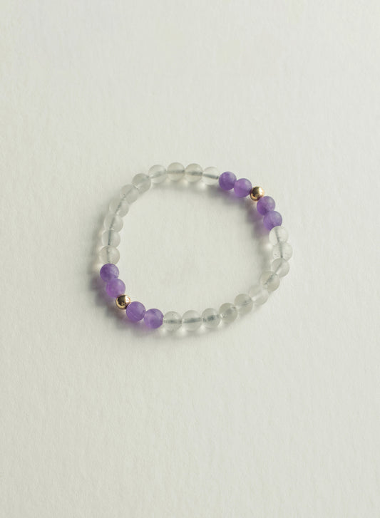 Healing Amethyst & Clear Quartz Gemstone Bracelet