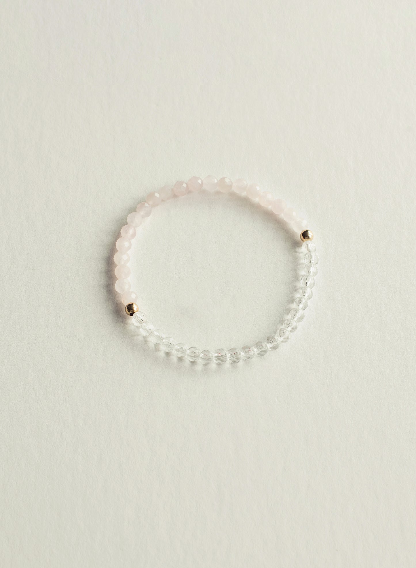 Love & Light Faceted Dainty Rose & Clear Quartz Gemstone Bracelet