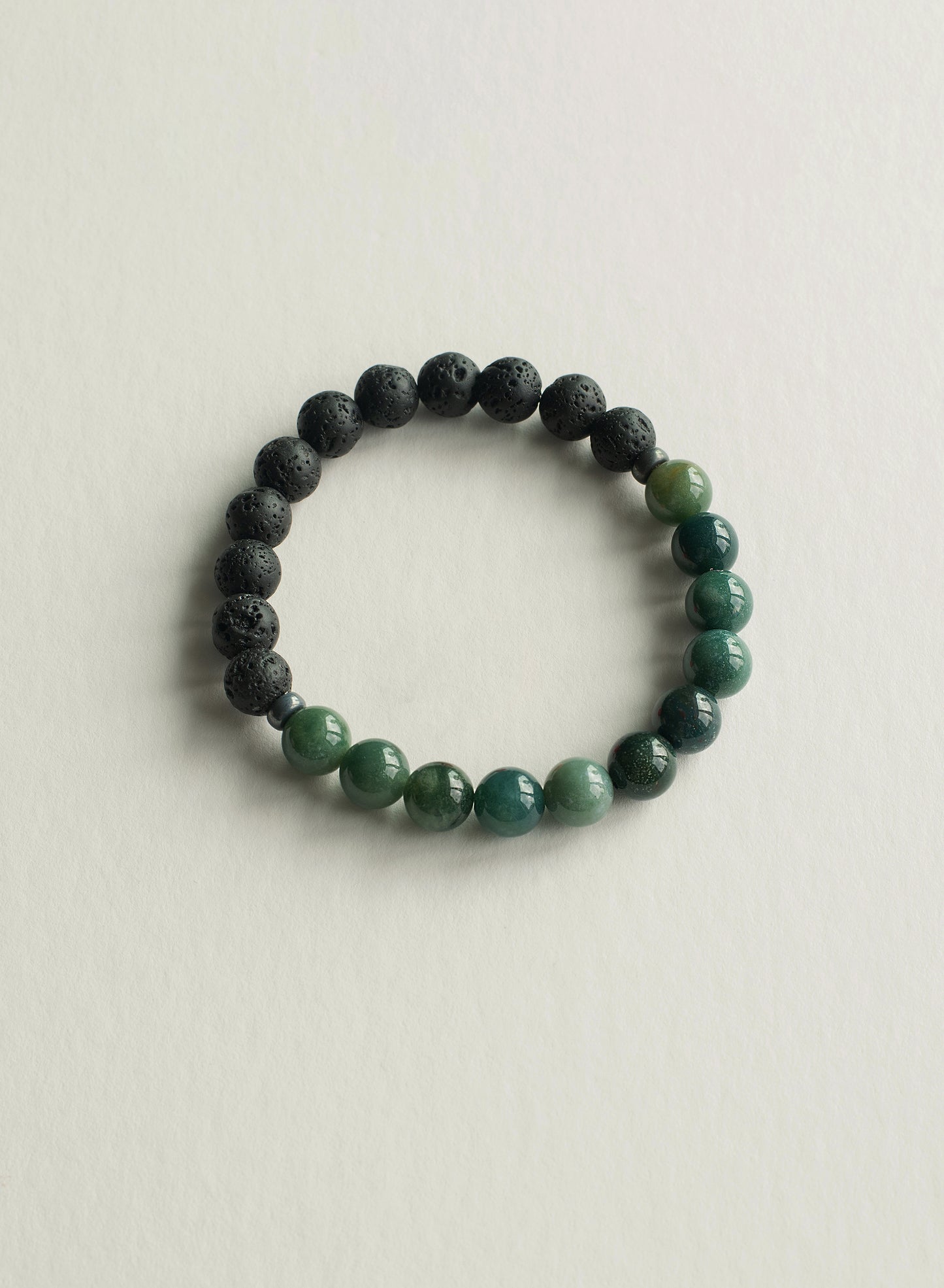 Masculine Resilience Pure Moss Agate & Lava Bracelet