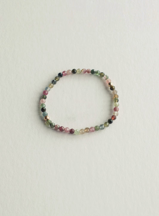 Universe Faceted Dainty Rainbow Tourmaline Gemstone Bracelet